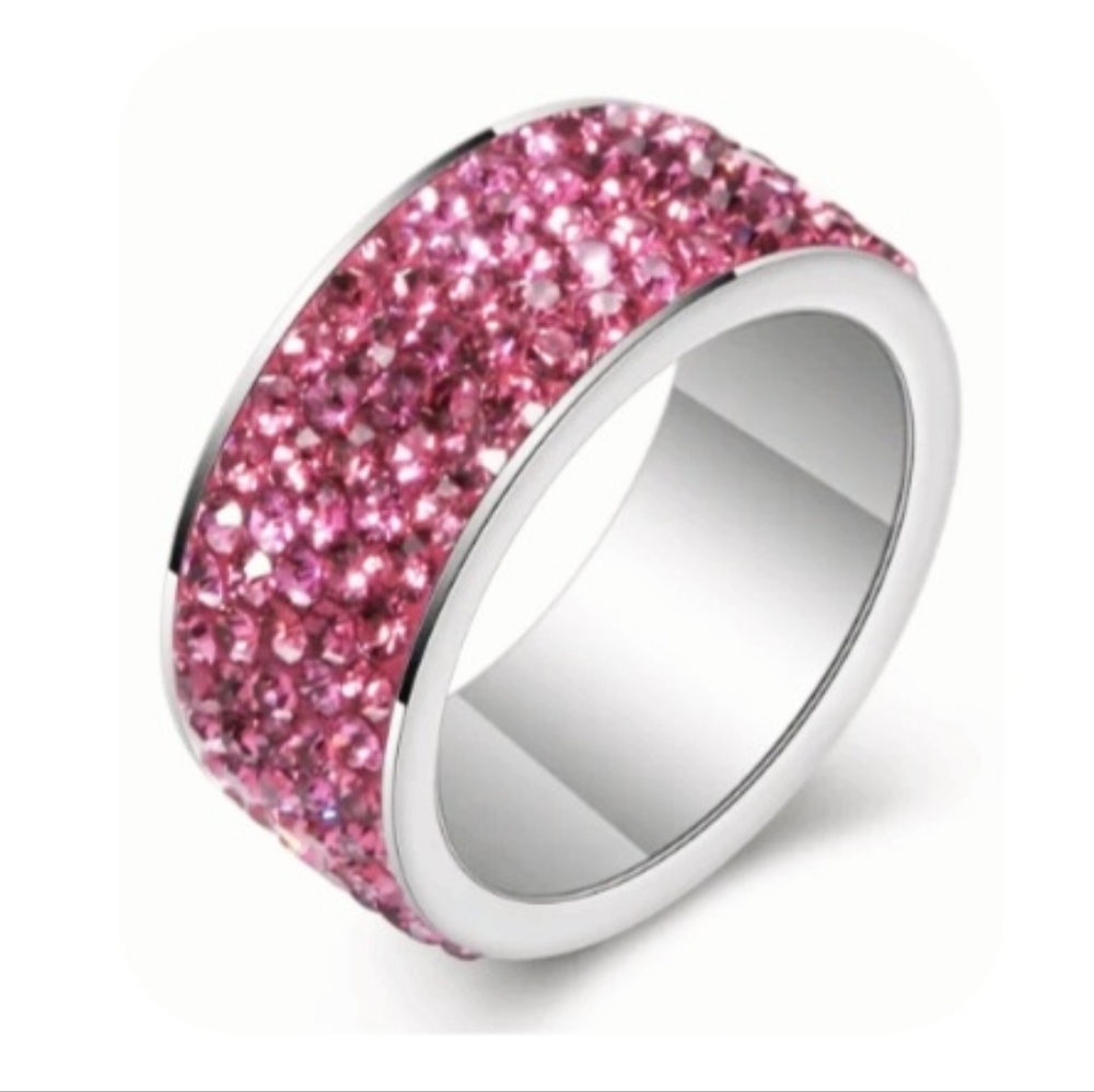 GORGEOUS ROSE Swarovski Elements Eternity Crystals Band Size 6, 7, 8 & 9